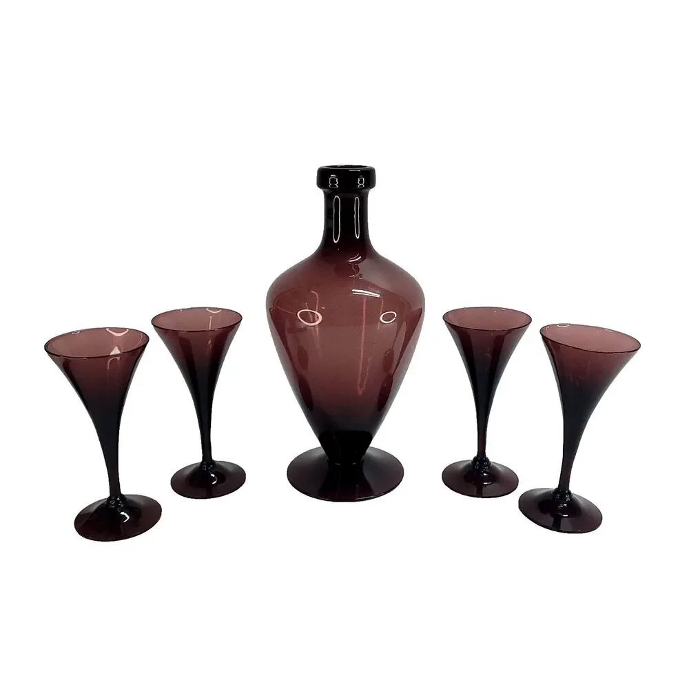 Amethyst Glass Decanter‎ Cambridge bar ware Glasses liquor Purple No stopper